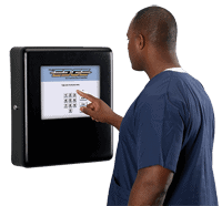 Edge kiosk being used by male inmate